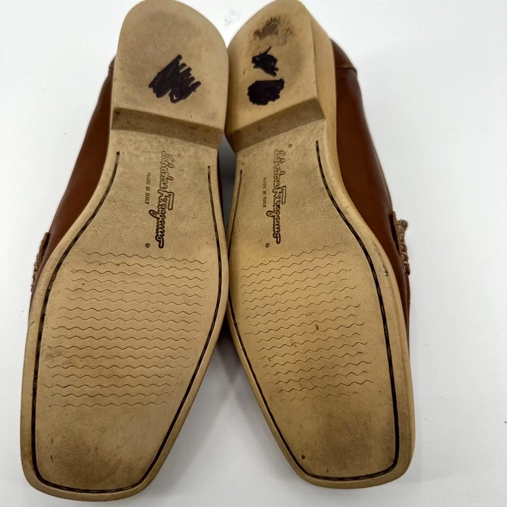 Vintage‎ Salvatore Ferragamo Boat Shoes Women's Size 6 Brown Leather Square Toe